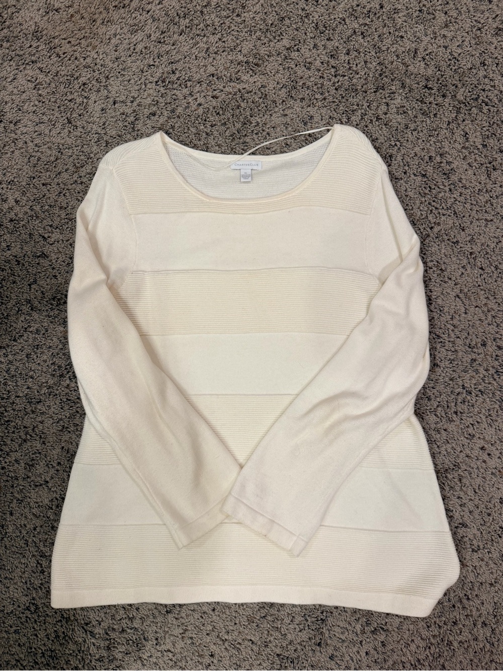 Charter Club Cream Textured Scoop Neck Sweater